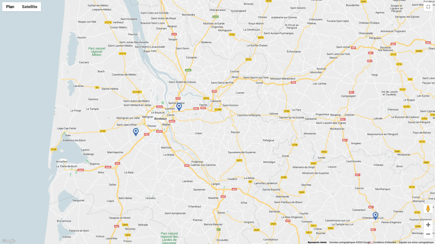 Carte des ateliers Giradia en France